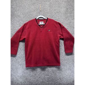 VINTAGE Arctic Image Pullover Mens Medium Red Soft Fleece 90s Alaska Made In USA